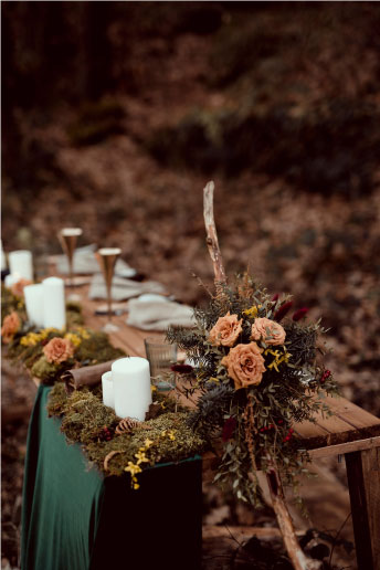 décoration table mariage style bois végétal