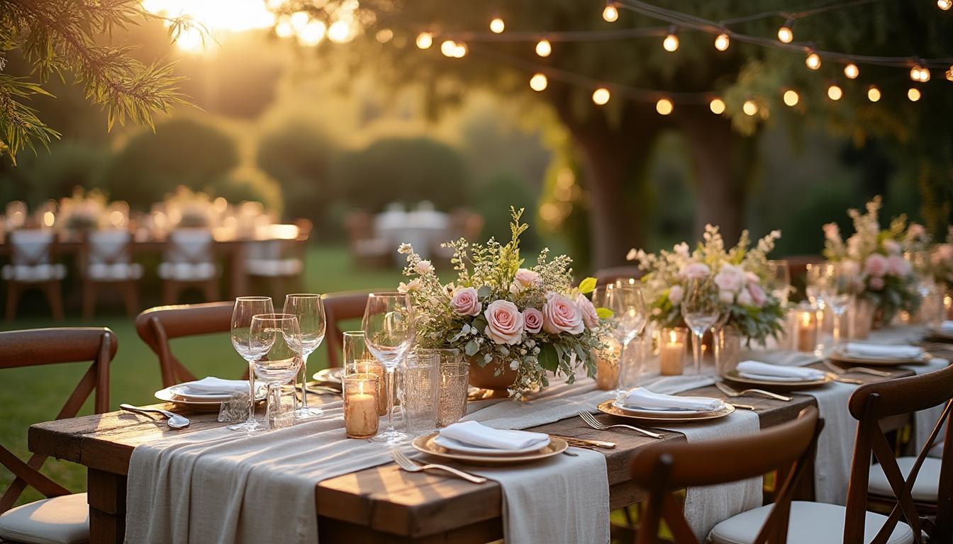 profitez d’un accompagnement personnalisé pour la décoration de votre mariage. conseils sur-mesure, choix des thèmes, harmonie des couleurs et accessoires pour créer une ambiance unique et inoubliable le jour j.